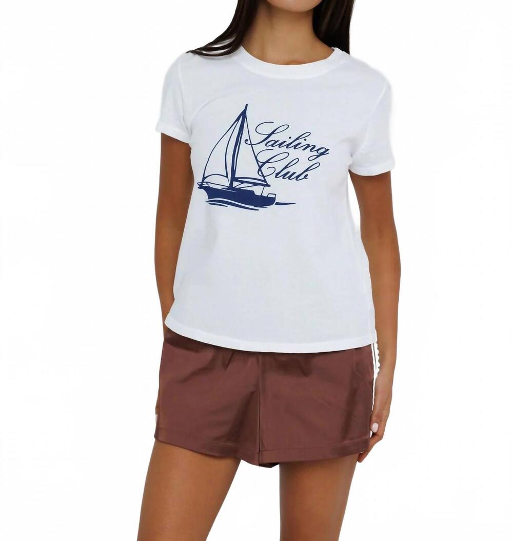 NEW SUNNY SOMEWHERE sailing club femme crew top in white
